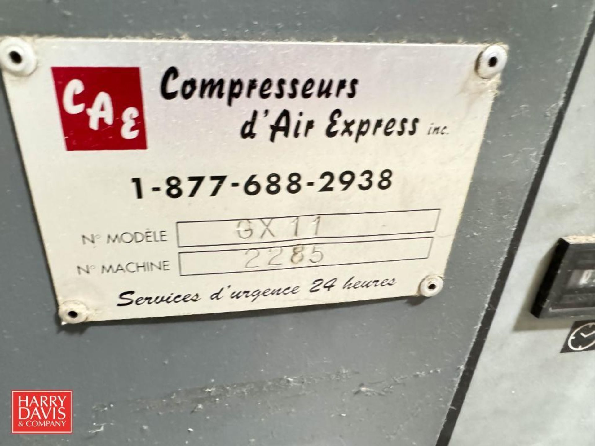 Atlas Copco Rotary Air Compressor, Model: GX11 , S/N: 2285 with Siemens Motor (Subject to BULK BID 3 - Image 2 of 2
