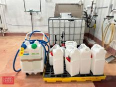 Portable 2-Compartment Poly Chemical Foamer, (5) 5 Gallon Poly Chemical Storage Containers and (2)