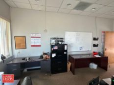 (4) Desks, (4) Chairs, (2) Filing Cabinets, White Board, Cork Board and Table - Rigging Fee: $50