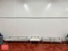 S/S Framed Roller Conveyor Sections: (2) Portable: 8’x 2’, 75” x 2’, 38” x 2’ - Rigging Fee: $100