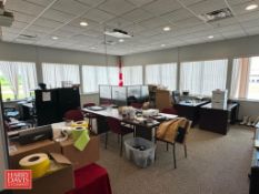 (4) Desks, Filing Cabinets, Cubicle Partition, Assorted Chairs, Conference Table and Book Shelves