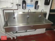 S/S Hand Sink with (3) Auto Faucets: 5' Length - Rigging Fee: $50