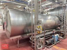 3,000 Gallon Jacketed S/S Horizontal Farm Tank with Dual Vertical Agitation and S/S Outlet Air Valve