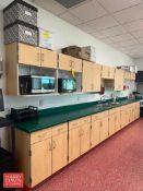 Wall-Mounted and Lower Cabinets, 2-Basin S/S Sink with Faucet, (4) Microwaves (2 Working) and