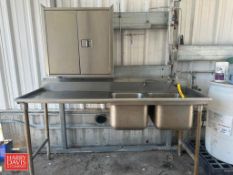 2-Basin S/S Sink: 6’ x 2’ with Faucet and Wall-Mounted S/S Cabinet: 30 x 29 x 1’ - Rigging Fee: $