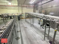 MCE S/S Framed Conveyor: 26’ x 7.5 with 90° Turn, Incline, Drive and Lenze AC Tech 1 HP Variable-