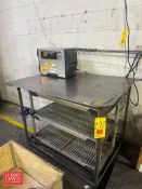 S/S Table: 44 x 34, Zebra Printer, Model: ZT410 and Cart - Rigging Fee: $75