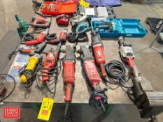Assorted Power Tools, Including: Right Angle and other Drills, Circular Saw and Hot Glue Gun -