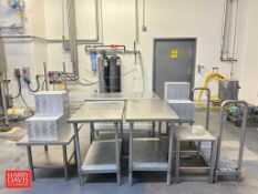 Assorted S/S Incl: (6) Tables: 4’ x 30, (2) 3’ x 2’, 3’ x 16”, 2’ x 2’, 18” x 18” and (3) Steps: (2)