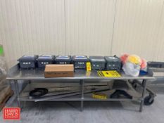 (6) Wall Mounted Boot Sanitizing Foaming Stations, Bump Caps and S/S Table: 8’ x 30 - Rigging