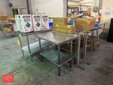 Assorted S/S Tables: (2) 4’ x 30, (6) 3’ x 2’ - Rigging Fee: $100