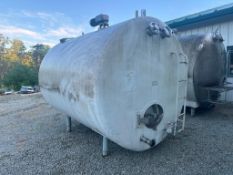 2,000 Gallon Jacketed Horizontal S/S Tank with Vertical Agitation, RTD and Level Sensor (Location: