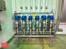 Tuchenhagen S/S Air Valves with Control Tops in S/S Manifold: Mounted on S/S Stand - Rigging Fee: $