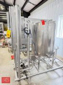 100 Gallon S/S Single Shell Tank CIP Skid with Enerquip S/S Shell & Tube Heat Exchangers, Steam Set