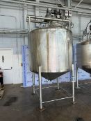 Feldmeier Aprox. 1,000 Gal. S/S Single Wall Veritcal Tank, S/N E-829-00, Cone Bottom, Vessel