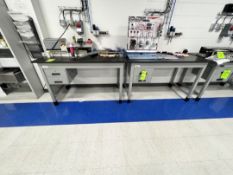 (2) SHOP DESKS WITH ACID RESISTENT COUNTERTOPS, APPROX. 64 IN. X 36 IN. X 40 IN. LWH