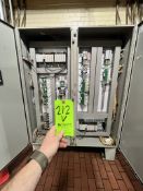 CONTROL CABINET WITH (2) ALLEN BRADLEY PLC CONTROLLER RACKS, ETHERNET I/P (SIMPLE LOADING FEE $220)