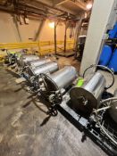 (5) PORTABLE S/S TANKS MOUNTED ON CASTERS, APPROX. 30 IN. D X 19 IN. W (SIMPLE LOADING FEE $220)