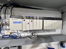 (2) ALLEN BRADLEY PLC RACKS, LOGIX 5563 AND CONTROLNET COAX, (2) ALLEN-BRADLEY 4983-DC FUSES