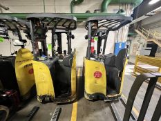 (2) CROWN STANDUP NARROW AISLE FORKLIFTS, MODEL RC5515-30, BATTERIES NOT INCLUDED