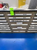 PARTS CABINET WTH CONTENTS, INCLUDES ASSORTED HARDWARE, GROOVE PINS, COTTER PINTS, ROLL PINS,
