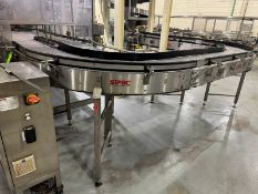 SIPAC 90 Degree Turn Conveyor, Aprox. 15” W Plastic Chain, with SEW Drive, Mounted on S/S Frame (