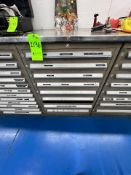 PARTS CABINET WTH CONTENTS, NC/NF TAPS AND DIES, EASY OUTS, PIPE DIES, PIPE TAPS, SOCKETS, HILTI