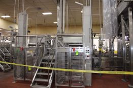 A-ONE MANUFACTURING COLUMN LIFT DUMPER, MODEL CDR-600-100-S, S/N 26116-2, 600 LB CAPACITY, WITH CART