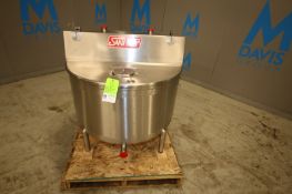 Sani Fab 95 Gallon S/S Balance Tank, Model BTR-1C-95, SN 60529321, with Hinged Lid with (2) 2