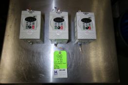 Lot of (3) Automation Direct VFDs, Including (1) 3 hp SN GS2-43P0+W751038 & (2) 2 hp SN GS2-42P0+
