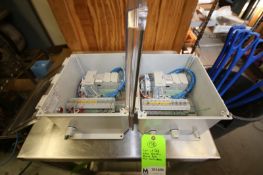 Lot of (2) Allen Bradley Micro 820 PLC Controllers No. 2080-LC20-20QWB, Both Mounted in 10