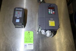 Lot of (2) VFDs, Including (1) HY GT Series 10 hp / 7.5 kw, Model G7-7R5G-2 & (1) Isacon Power