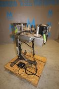 XPak Roll Fed Labeler, Model XP-A8200, SN SX052010, 115V, Mounted on Stand with Top Mounted Sato M-