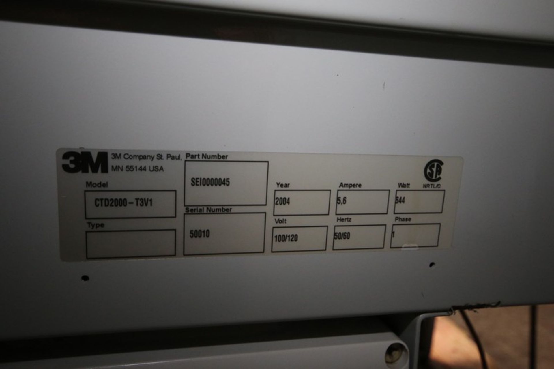 3M Matic Case Labeling System, Model CTD2000-T3V1, SN SE10000045, 120V (INV#108990) (Located @ the - Image 6 of 7