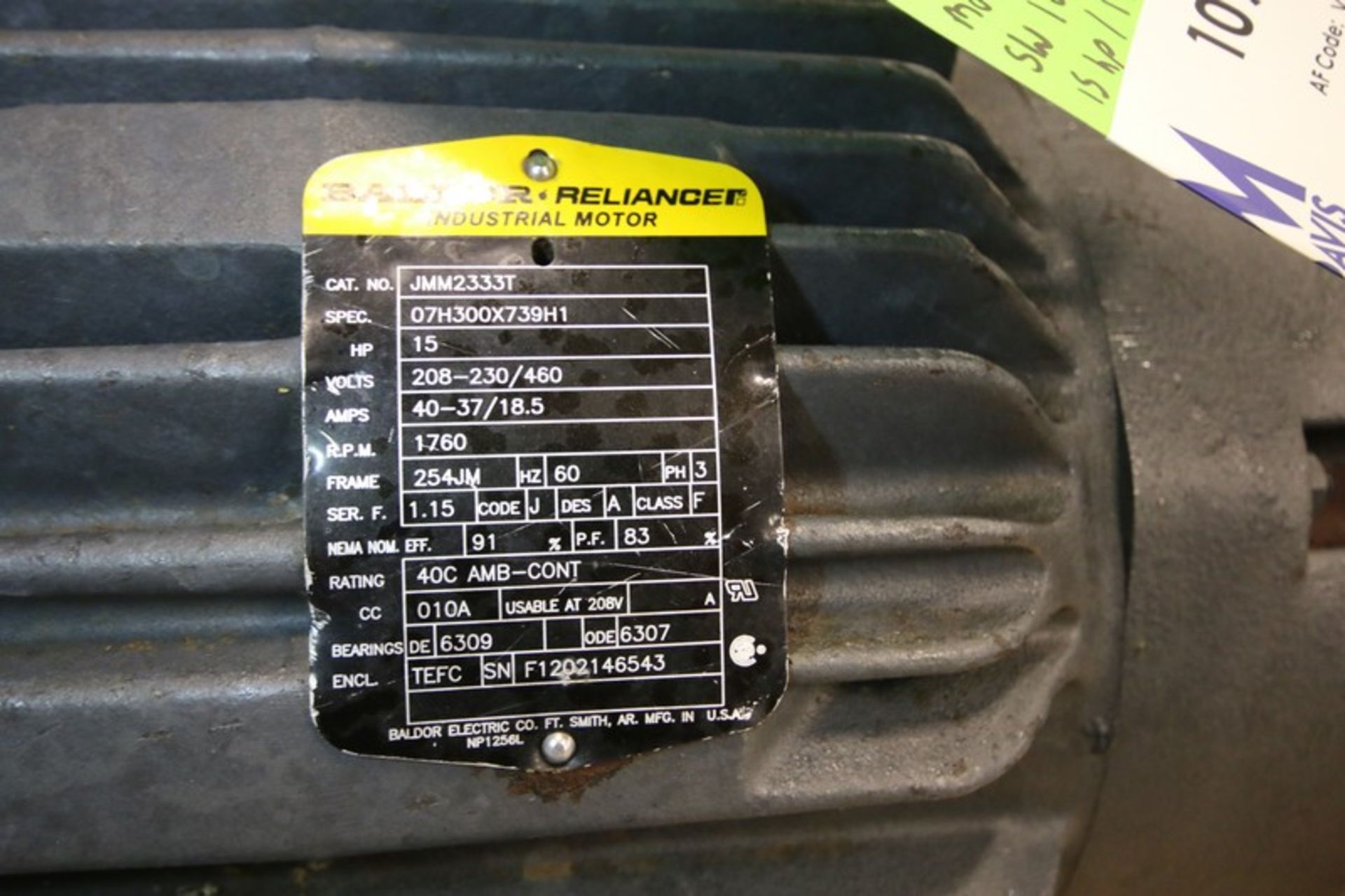 Waukesha / CB 15 hp / 1760 rpm Liquid Ring Centrifugal Pump, Model 2085LR, SN 1000002753205, with - Image 6 of 6