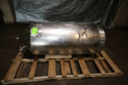 Aprox. 160 Gal. Dome Top Cone Bottom S/S Tank, (Aprox. 77” L x 29” W), with (3) 4” & 2” CT Top