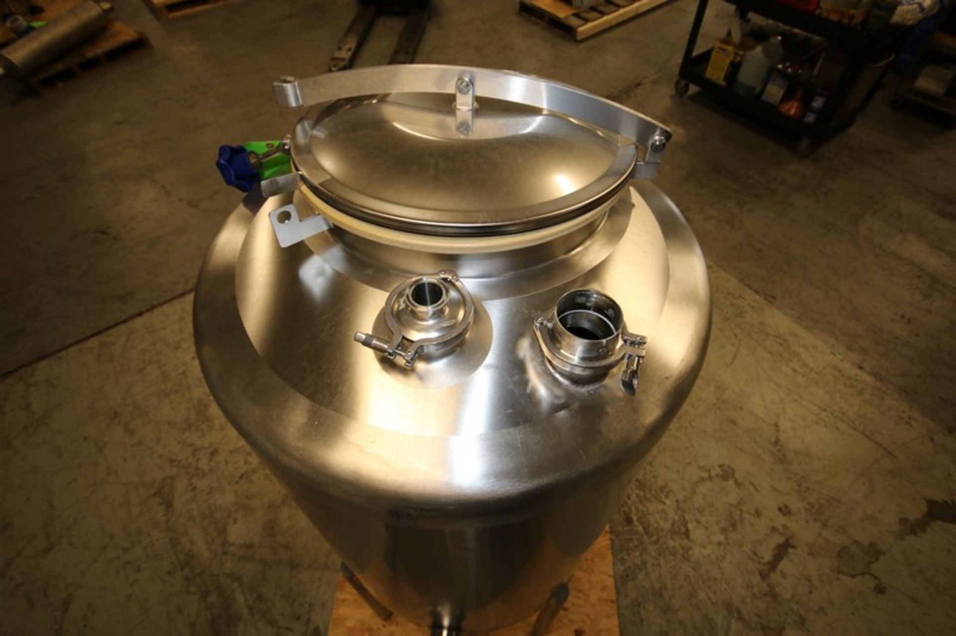 Aprox. 100 Gallon Dome Top, Cone Bottom S/S Vertical Tank / Balance Tank, SN 63 14 14307, with Top - Image 5 of 9