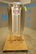 Aprox. 100 Gallon Dome Top, Cone Bottom S/S Vertical Tank / Balance Tank, SN 63 14 14307, with Top