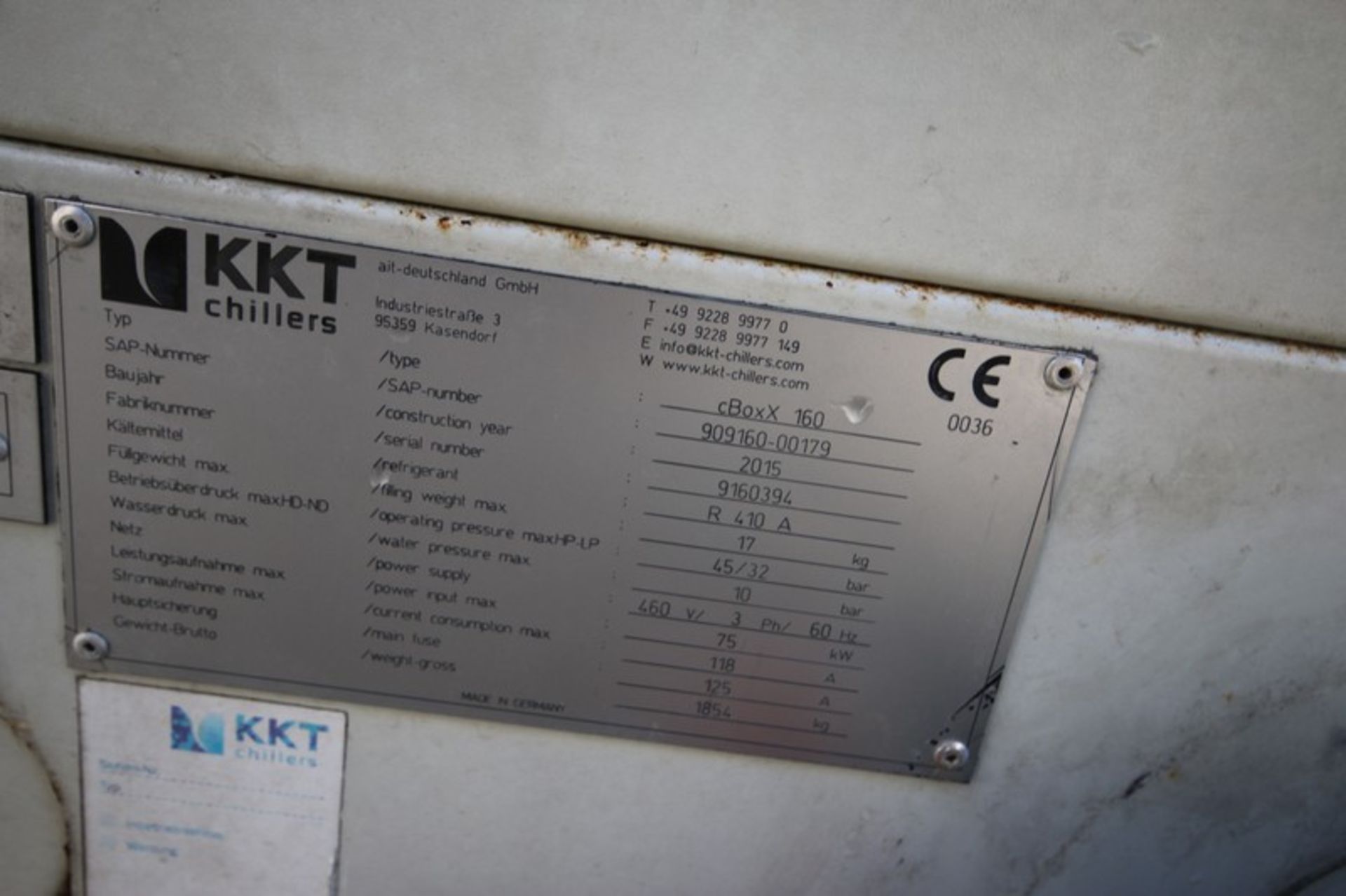 2015 KKT Package Chiller, Model cBoX 160, SN 152805, 460V, (Overall Dims. 105” L x 48” W x 82” - Image 7 of 7