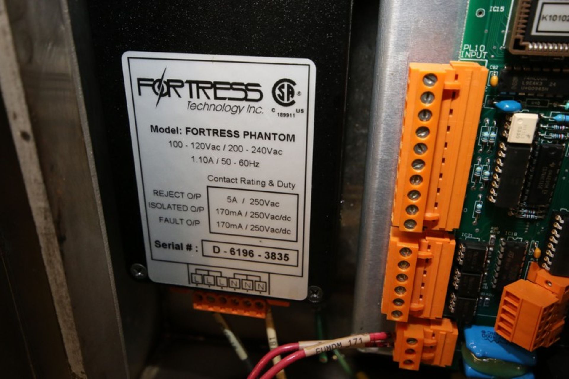 Fortress Phantom 3” Pipe Line S/S Metal Detector, SN D-6196-3835, with Digital Controls, Mounted - Image 8 of 8