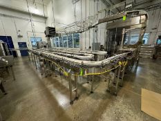 3- Pass Product Conceyor, with (4) 90 Degree Turns, Mounted on S/S Leg