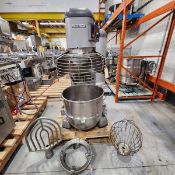 Hobart Mixer Model Legacy HL 1400N Serial Number 31-1464-783 with Bowl 140 pint. Flat aluminium