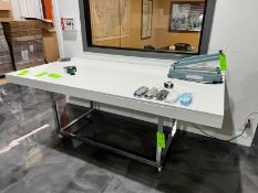 Shop Table, Aprox. 7 ft. L x 3 ft. W x 3.5 ft. H, Mounted on Portable Frame (LOCATED IN MOUNT