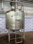 APV 1,000 Gal S/S Single Wall Mix Tank , S/N:K-0195, Internal Tank Dims: 6 ft. 1 in. H x 6 ft Dia,