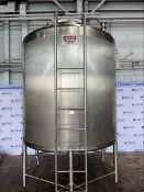 APV 2,500 Gal S/S Single Wall Mix Tank, . S/N:F-4292 Internal Tank Dims: 8 ft. 9 in. H x 7 ft Dia