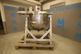 Lee 150 Gallon Jacketed S/S Tilt Kettle, SN 119M, with 4-5 IN hp Drive Motor, Scraped Surface
