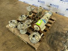 Pallet of Fristam S/S Pump Heads, Includes (2) Baldor 7.5 hp Motors, S/S Head Ranging from Aprox. 2