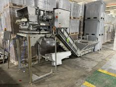 S/S Incline Feed Hopper & Portioner, with Cleated Incline & Waste Conveyor, Aprox. 7-1/4