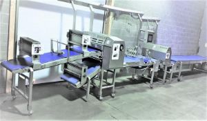 Tromp Bakery Line multi-purpose S/S Combines Dough and Flour Depositin, With Roller Sheeting, Fold