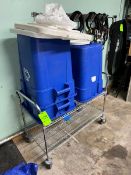 Portable Push Cart, with (3) Plastic Trash Bins